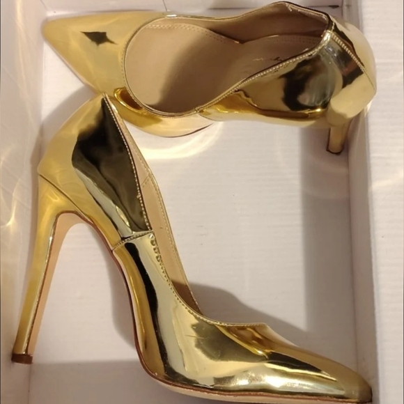 OLIVIA FERGUSON Kiara Gold Pointed-Toe High Heels – Size 7.5 - Picture 3 of 9